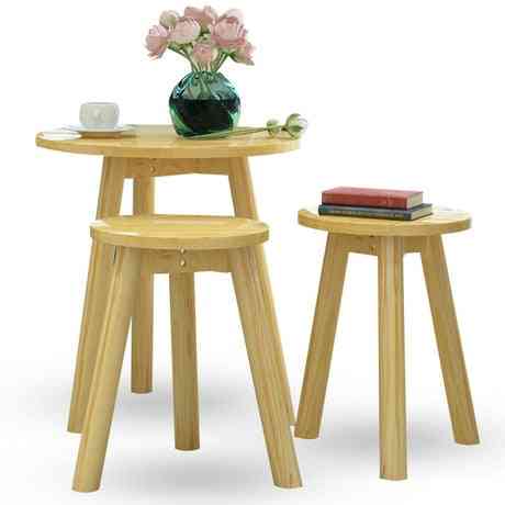 Okrogla mizica za domače pohištvo iz masivnega lesa