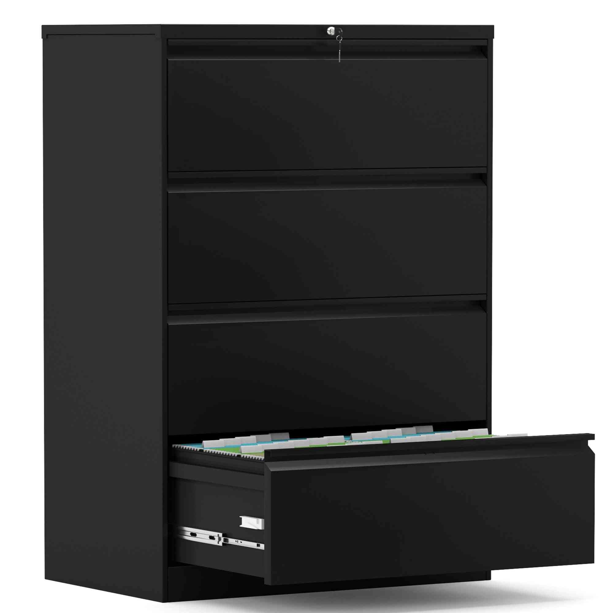 Anti-tilt Multifunctional Steel Folding Type Solid And Durable Non-deformable Black Four-drawer Filing Cabinet