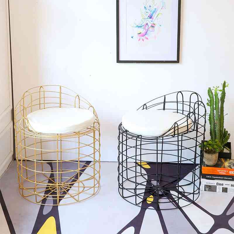 Bar Chairs Nordic Creative Iron Art Cafe Modern Simple Iron Wire Hollowed Bar Casual Changing Shoes Stool
