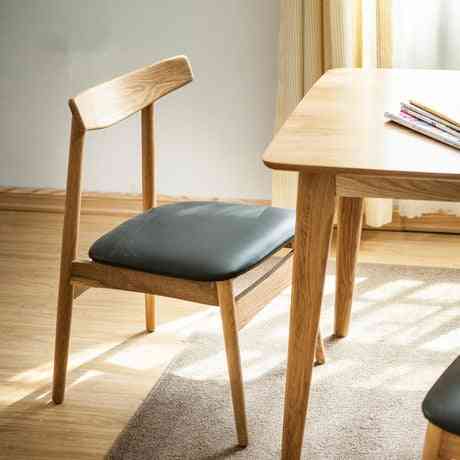 Chaise de salle à manger en bois massif + cuir et coton