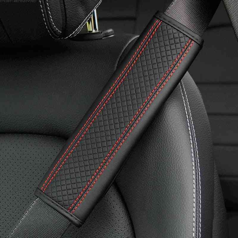 2/1 Pcs Car Pu Leather Safety Belt, Breathable Protection Seat Belt