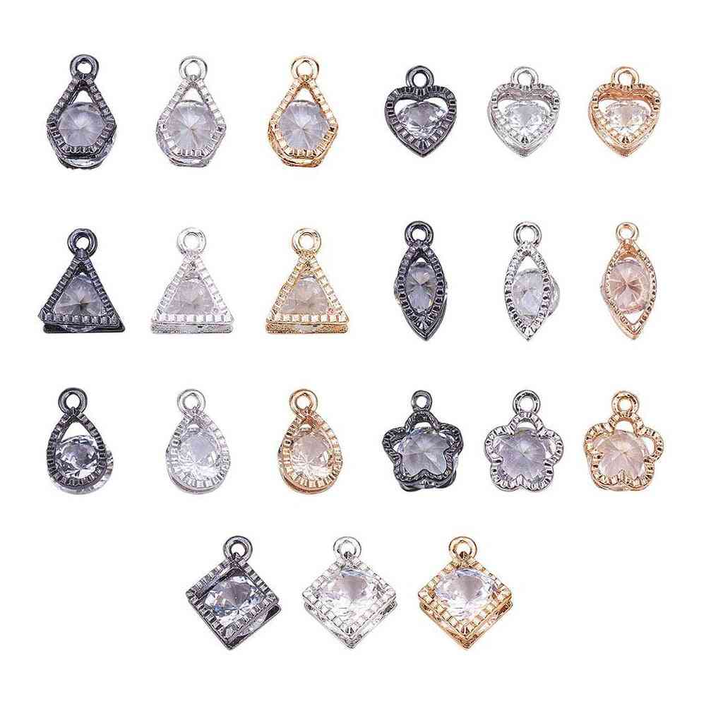 Alloy Crystal Heart Charms Pendants For Jewelry Necklaces Bracelets