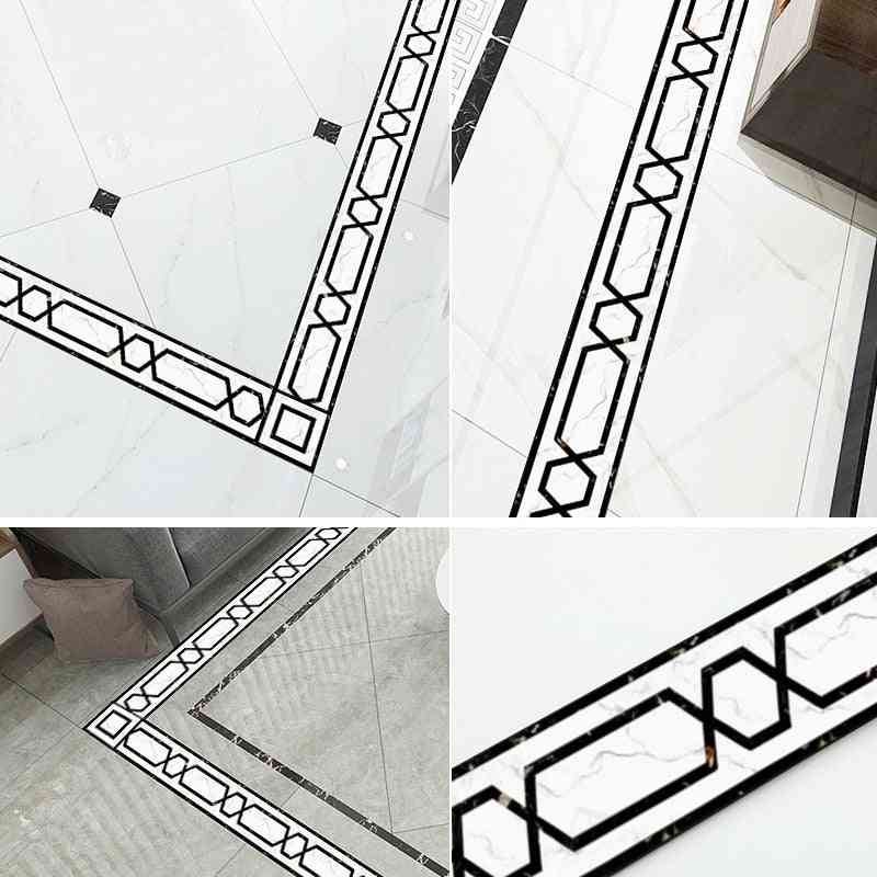 Self-adhesive Wallpaper, Border Geometric Pattern, Baseboard Floor Tile Stickers