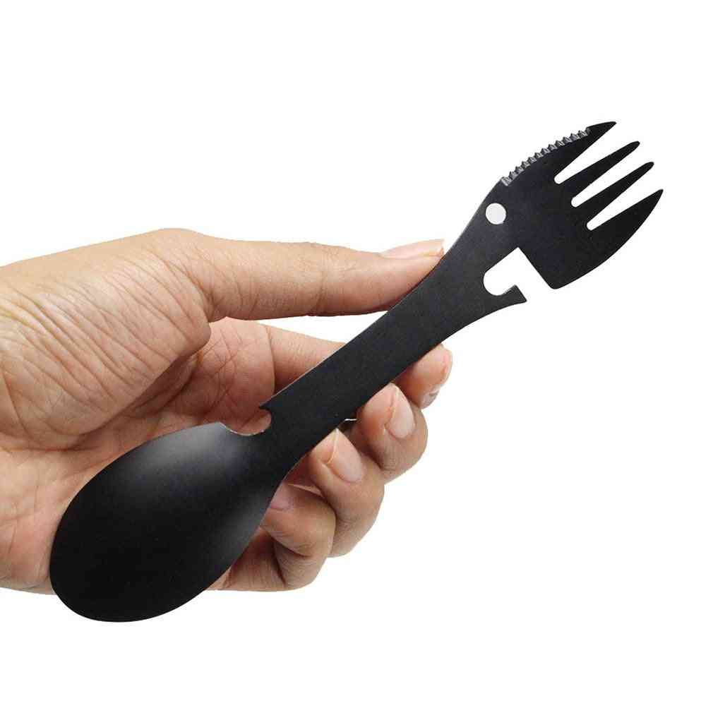 Portable Multitool- Fork Tactical Spoon, Cookware Bottle Opener Tool