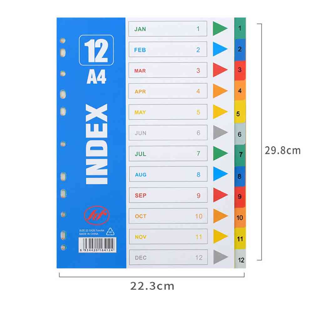5 Sets A4 Size Plastic Binder Index Dividers