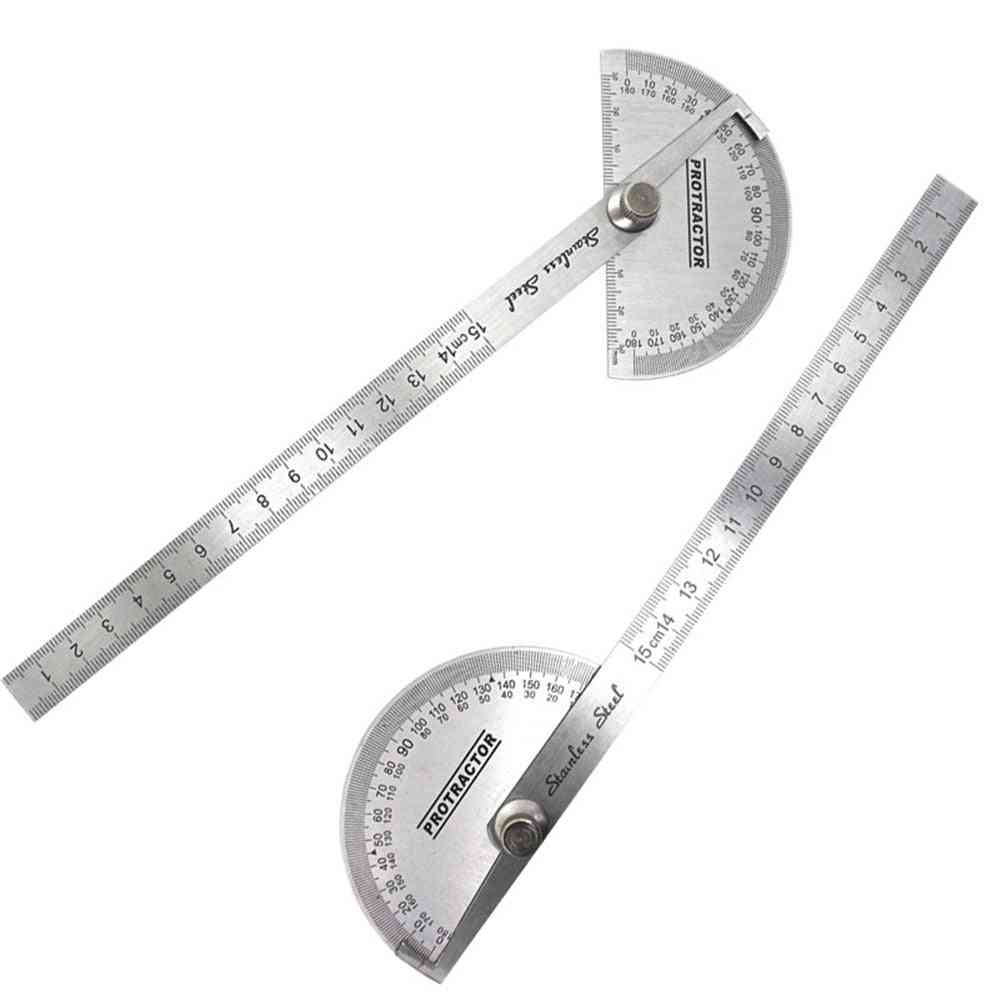 Stainless Steel- Adjustable Protractor Round Head, Rotary Angle Ruler Measuring Tool