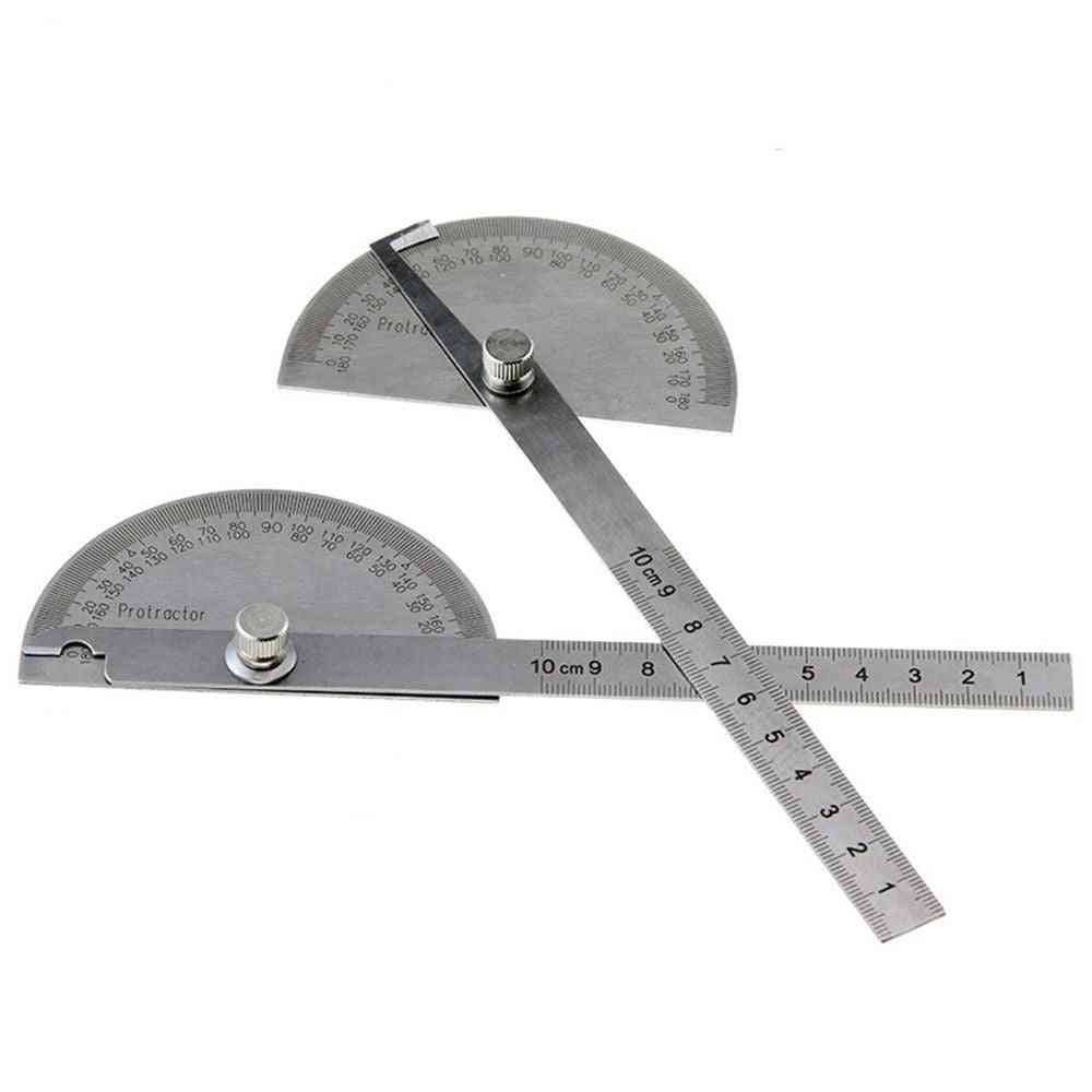 Stainless Steel- Adjustable Protractor Round Head, Rotary Angle Ruler Measuring Tool