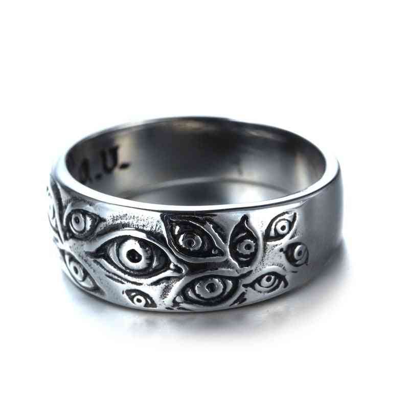 Pánský prsten s vintage punkovými vyřezávanými očima, prstové šperky, prsteny hip hopové rockové kultury, unisex párty kovové doplňky