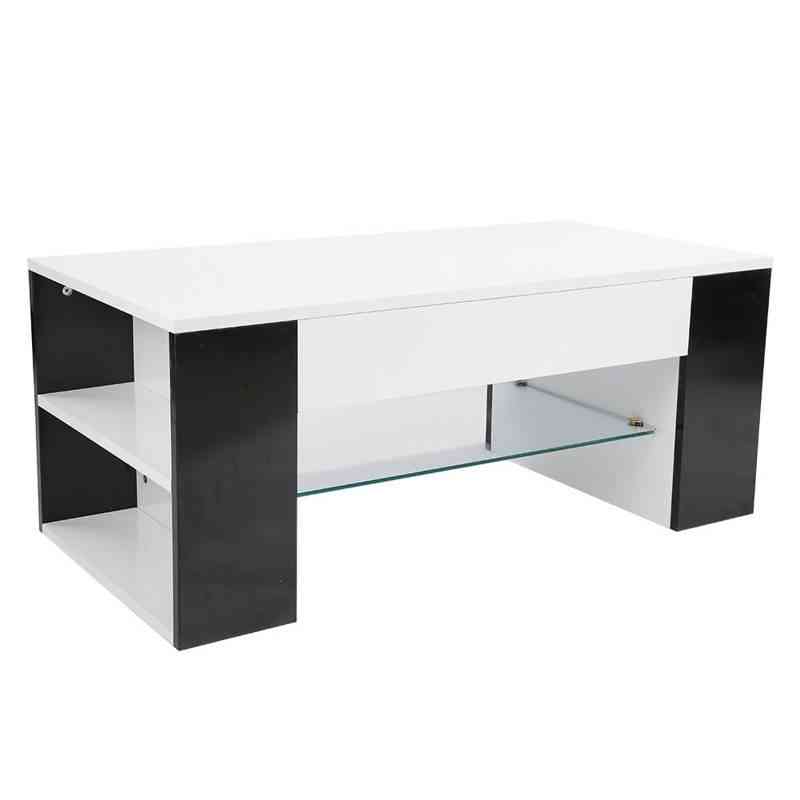 Table basse à thé de salon de style moderne avec support de rangement latéral étagère moyenne en verre meubles de maison