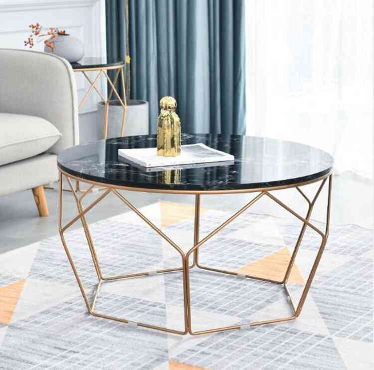 Domácí obývací pokoj pohovka boční malý kulatý mramorový jednoduchý konferenční stolek