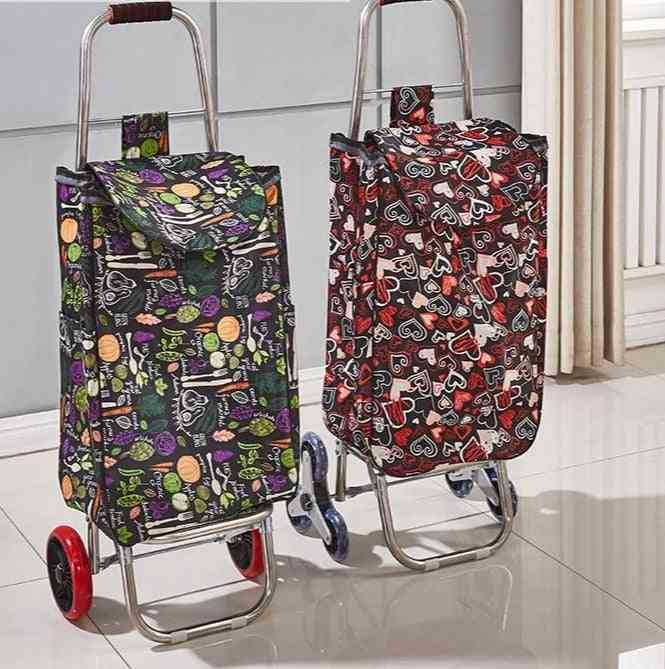 Woman Shopping Cart Foldable Shopping Basket Stairs Trailer Bags