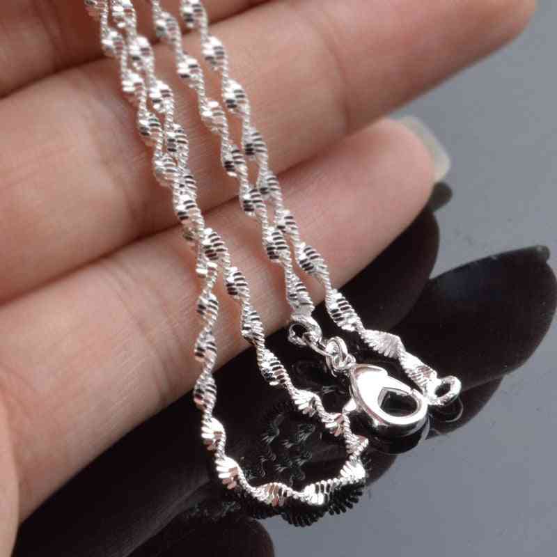 Genuine Solid Silver Double Layer Water-wave Chain, Necklace Women,  Chokers Necklaces, Wedding Jewelry