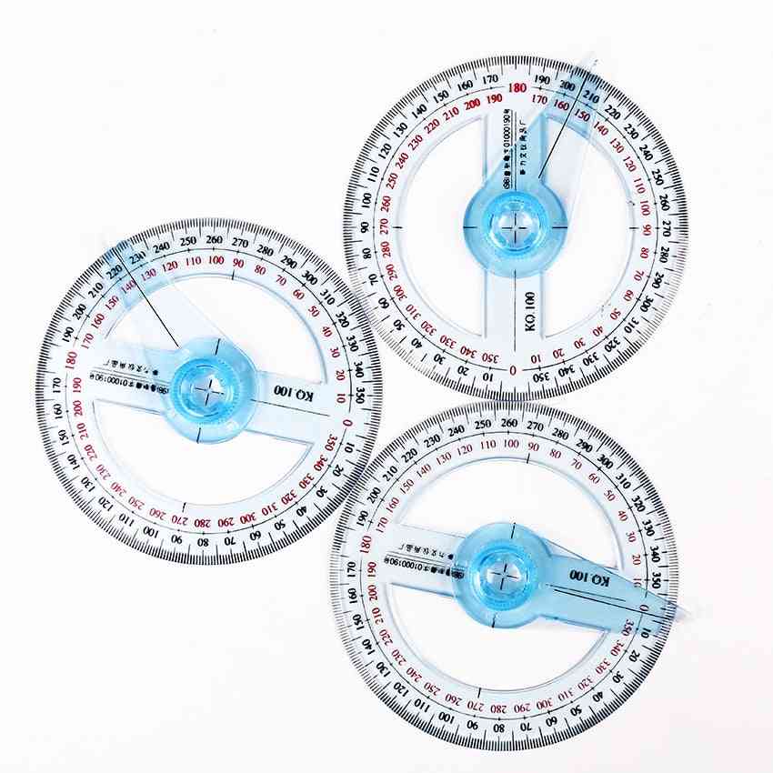Transparent Plastic, 360-degree Diameter, Protractor Ruler