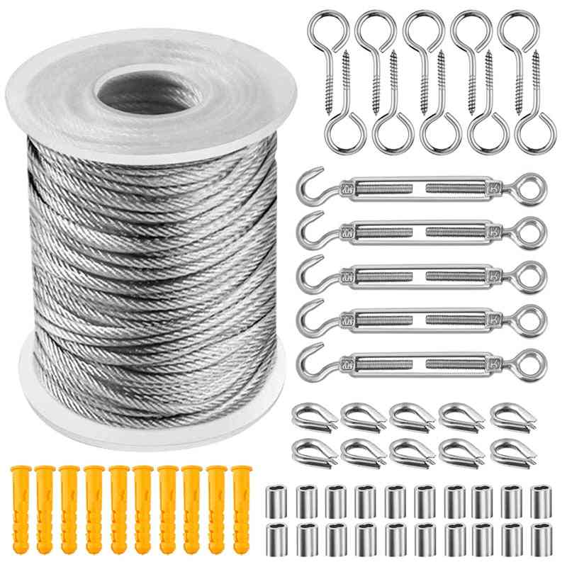Wire Cable &  Stainless Rope Package - Clipscable Railing Kit