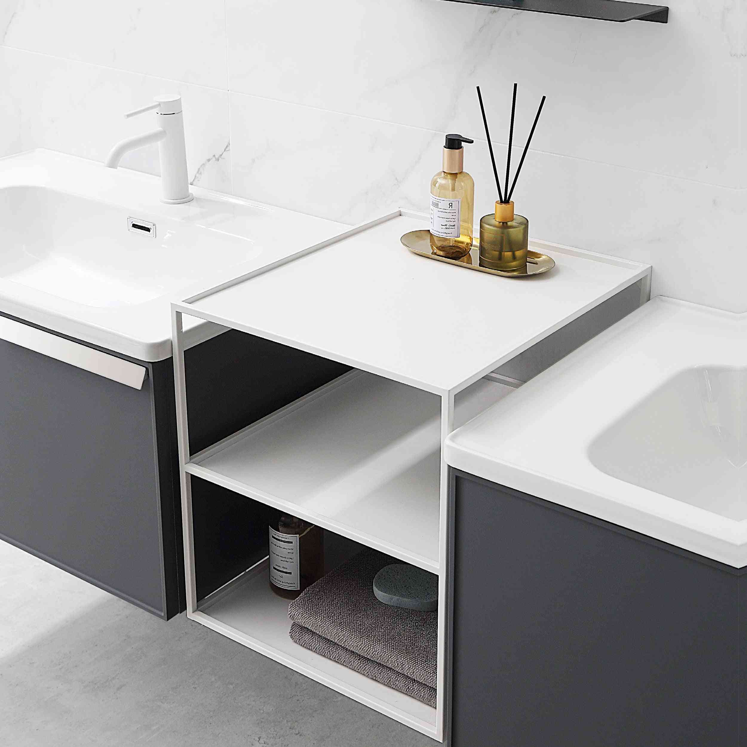 Kevyt ylellinen kivilauta kylpyhuoneen kaappiyhdistelmä modernit yksinkertaiset wc-pesuhuoneen tarvikkeet