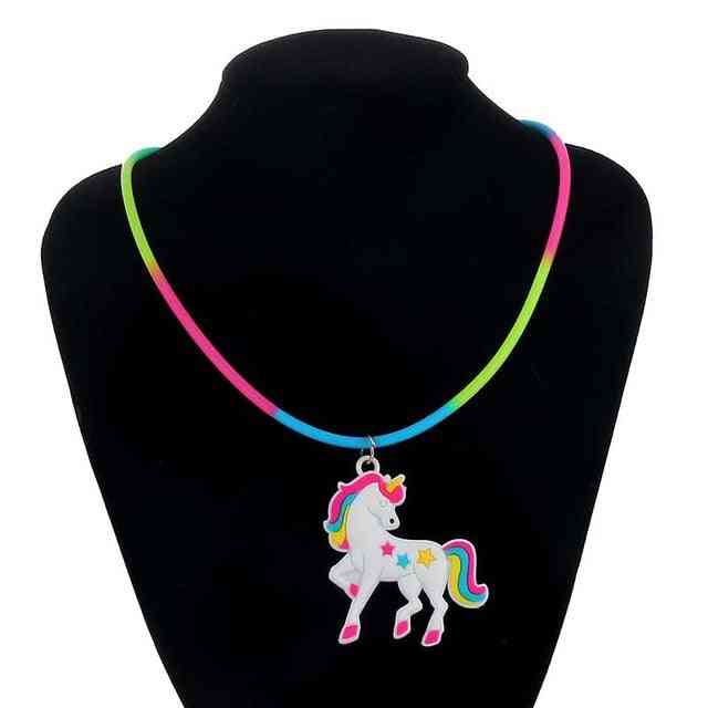 Pvc Unicorn Rainbow Necklace