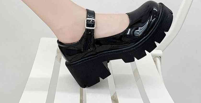 College Student Cosplay Costume High Heel Round Toe Shoes