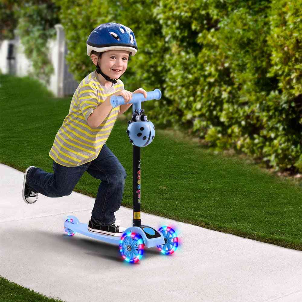 T Bar Balance Riding Kick Scooters, Fun Sport Toy, Led Wheel Adjustable Kids Birthday