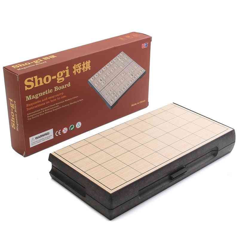 Magnetic Folding Shogi Set, Foldable Boxed Portable Japanese Chess Game, Exercise Logical Thinking