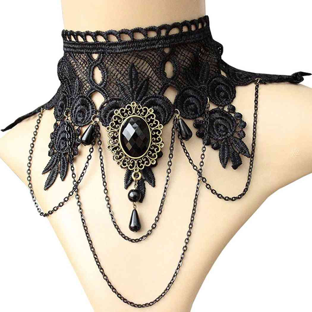 Gothic Crystal Lace Neck, Collar Chokers Necklace