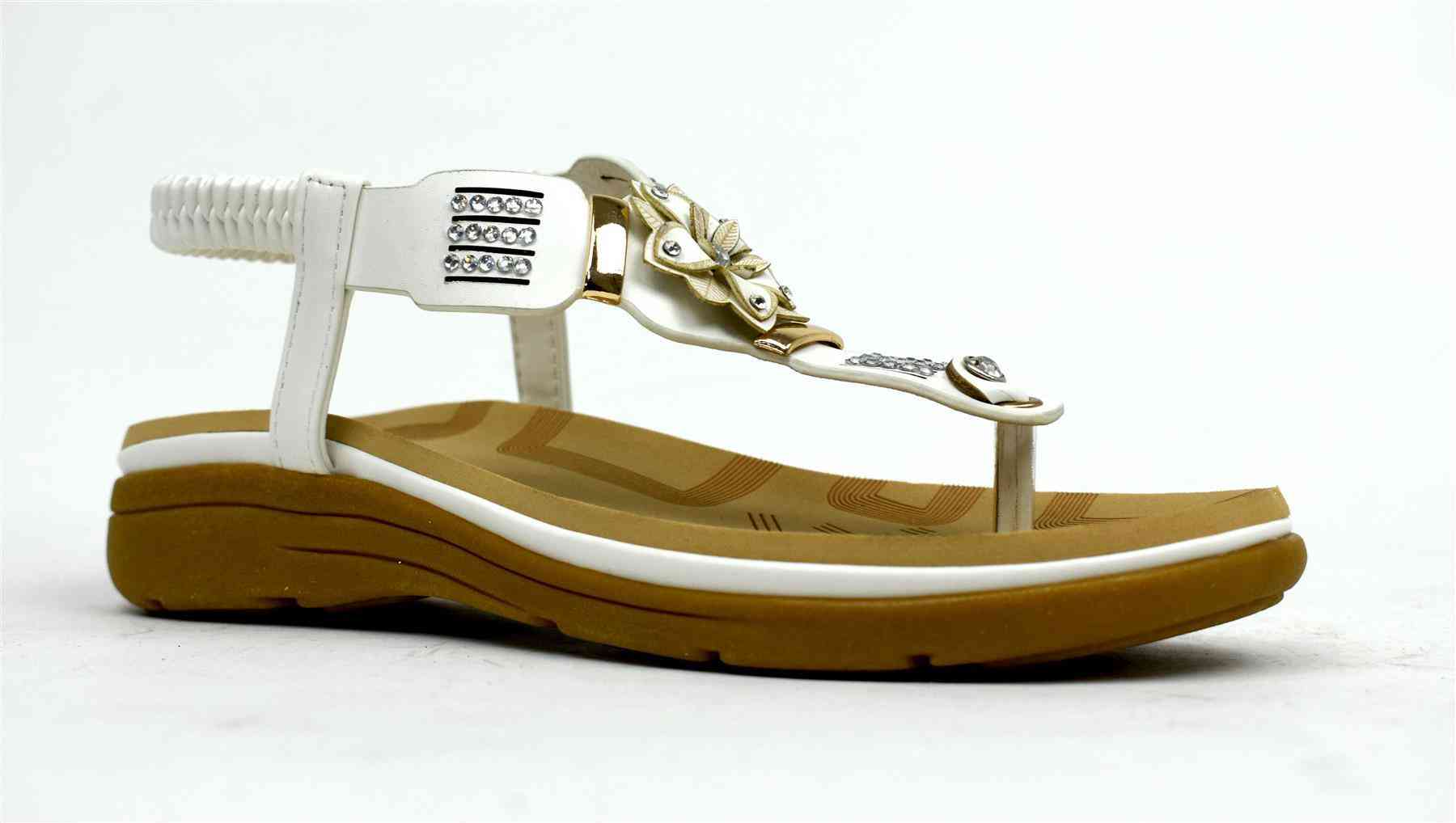 Pohodlný květinový sandál bílý