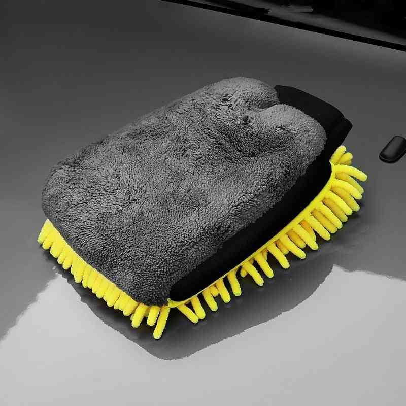Car Wash- Microfiber Chenille, Double-faced Glove, Cleaning Wax Brush