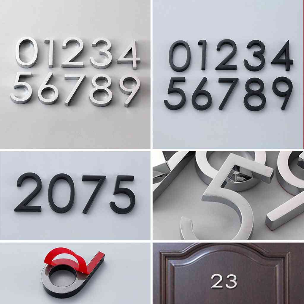 Plaque de plaque de numéro de porte moderne auto-adhésive, maison, hôtel, signe d'autocollant de chiffres d'adresse