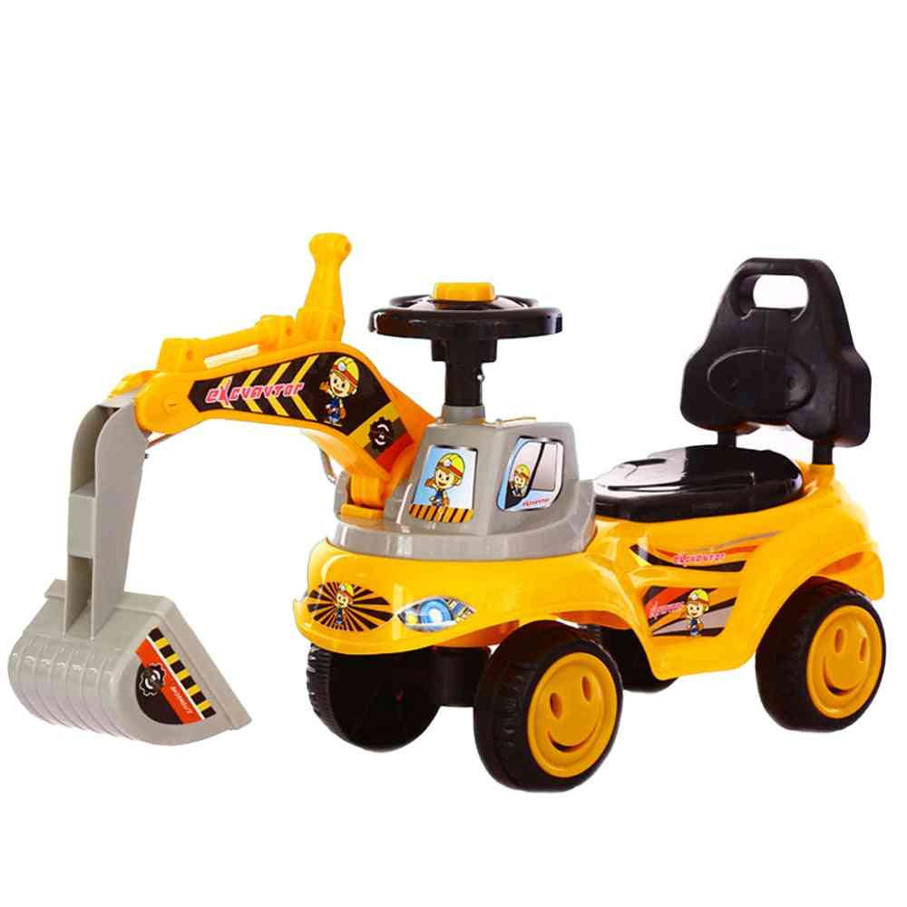 Gyermek kotrógép négykerekű korcsolyázó autó, csavaró gyerekzenés görgő, mérnöki teherautó-modell, lovaglás fiúnak