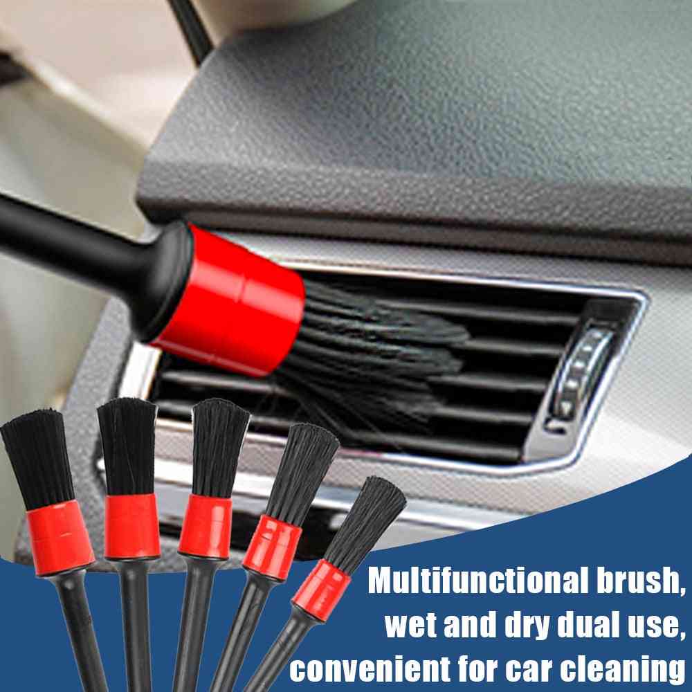 Car Cleaning Detailing Brush Set- Interior Exterior, Leather Air Vents