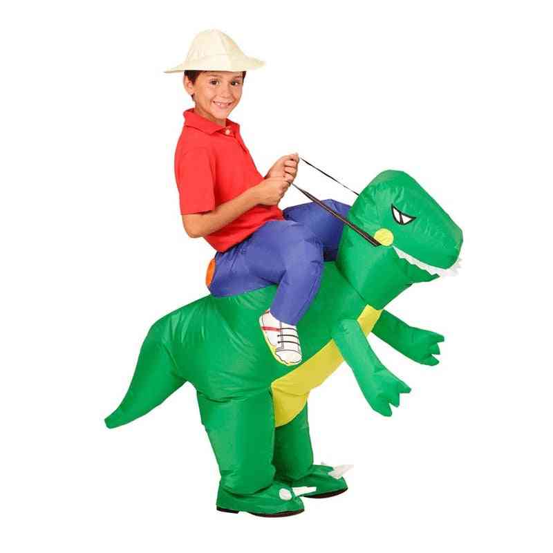 Nafukovací dinosauří dětský kostým, cosplay t-rex dino jezdec, halloween dračí párty karneval, vyhodit do vzduchu, efektní šaty