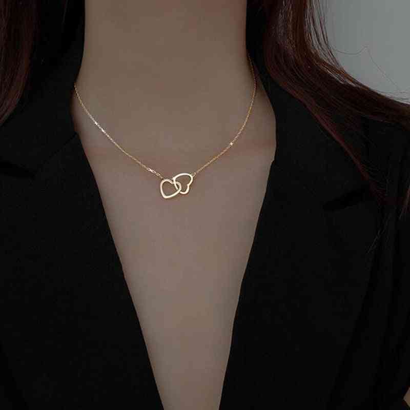 Heart Love Zircon Circle Necklaces Pendants