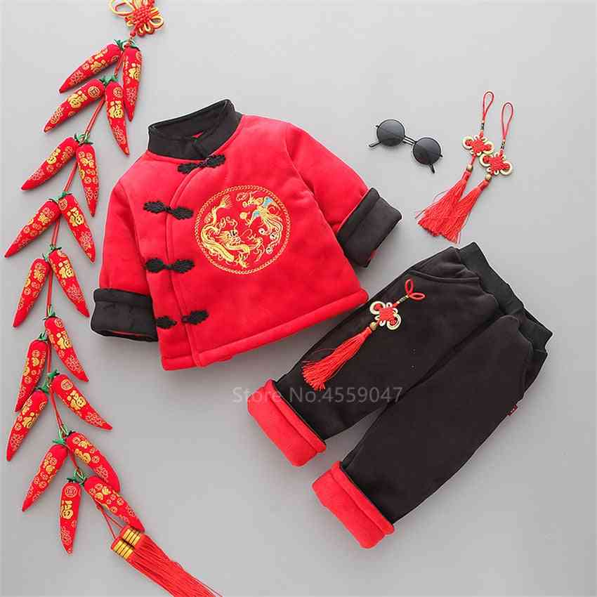 Tang kostym barn kinesiska nyårskläder drake & phoenix hanfu baby flicka pojke topp traditionella kinesiska kläder för män kvinnor tai chi