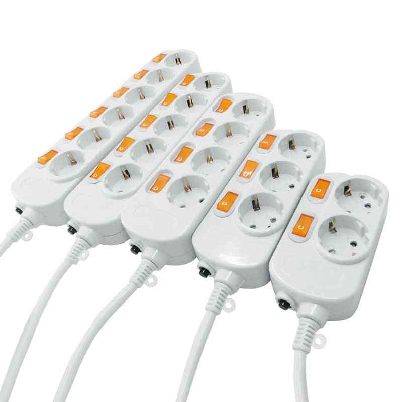 Electrical Power Strip- Surge Protection, Outlets Eu Socket, Extension Switches Cord