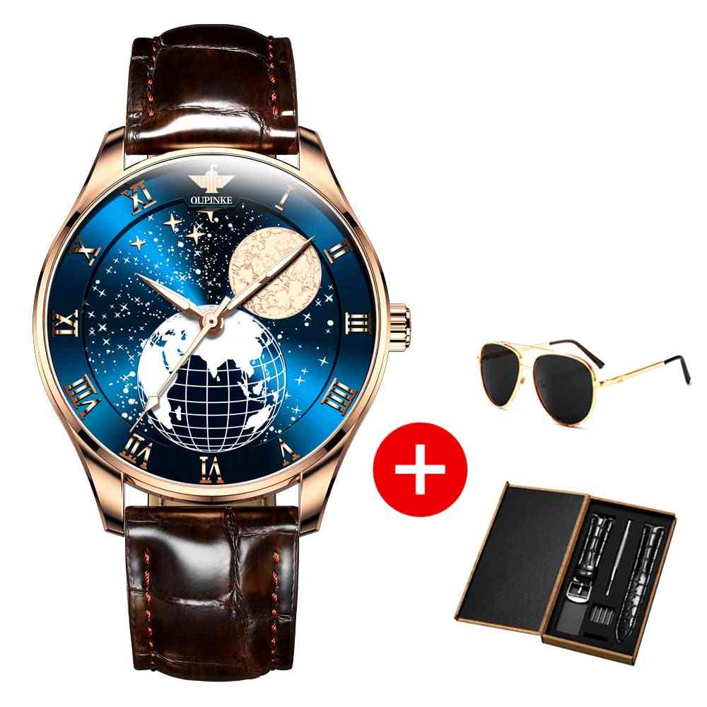 Men's Mechanical Moon Phase Waterproof Top Brand Automatic Watch