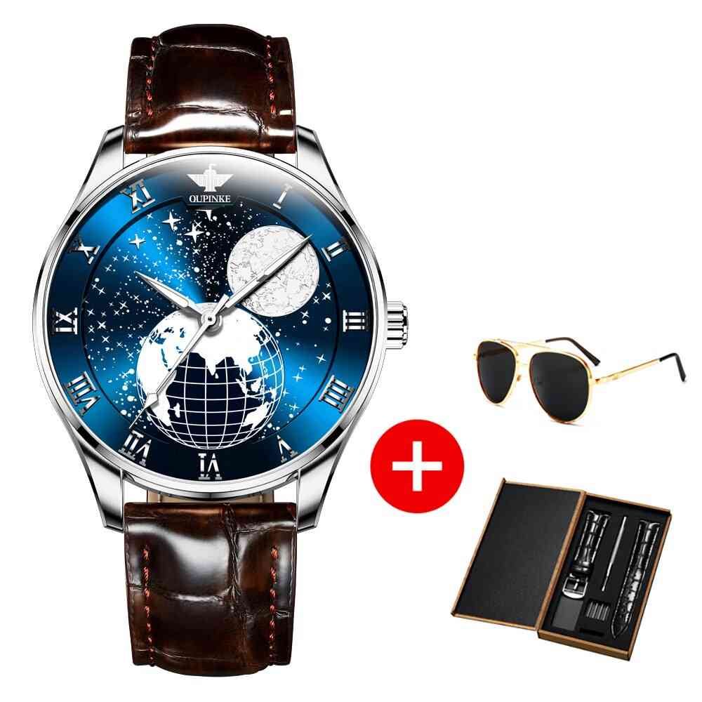 Men's Mechanical Moon Phase Waterproof Top Brand Automatic Watch