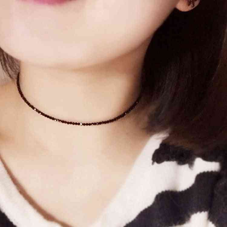 Enkle sorte perler kort halskæde