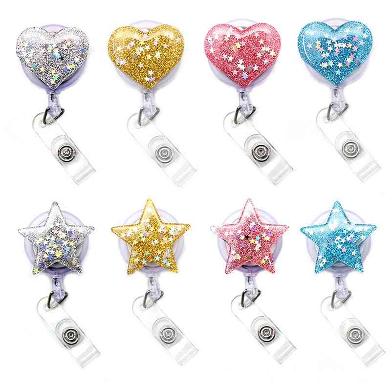 Creative The Shiny Star And Heart Clown Retractable Card Holder