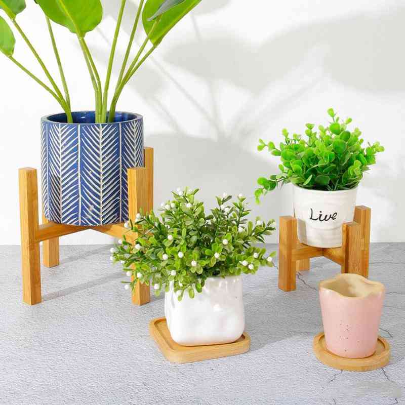 Wooden Four-legged Flower Stand Strong Durable Free Bonsai Home Shelf Display