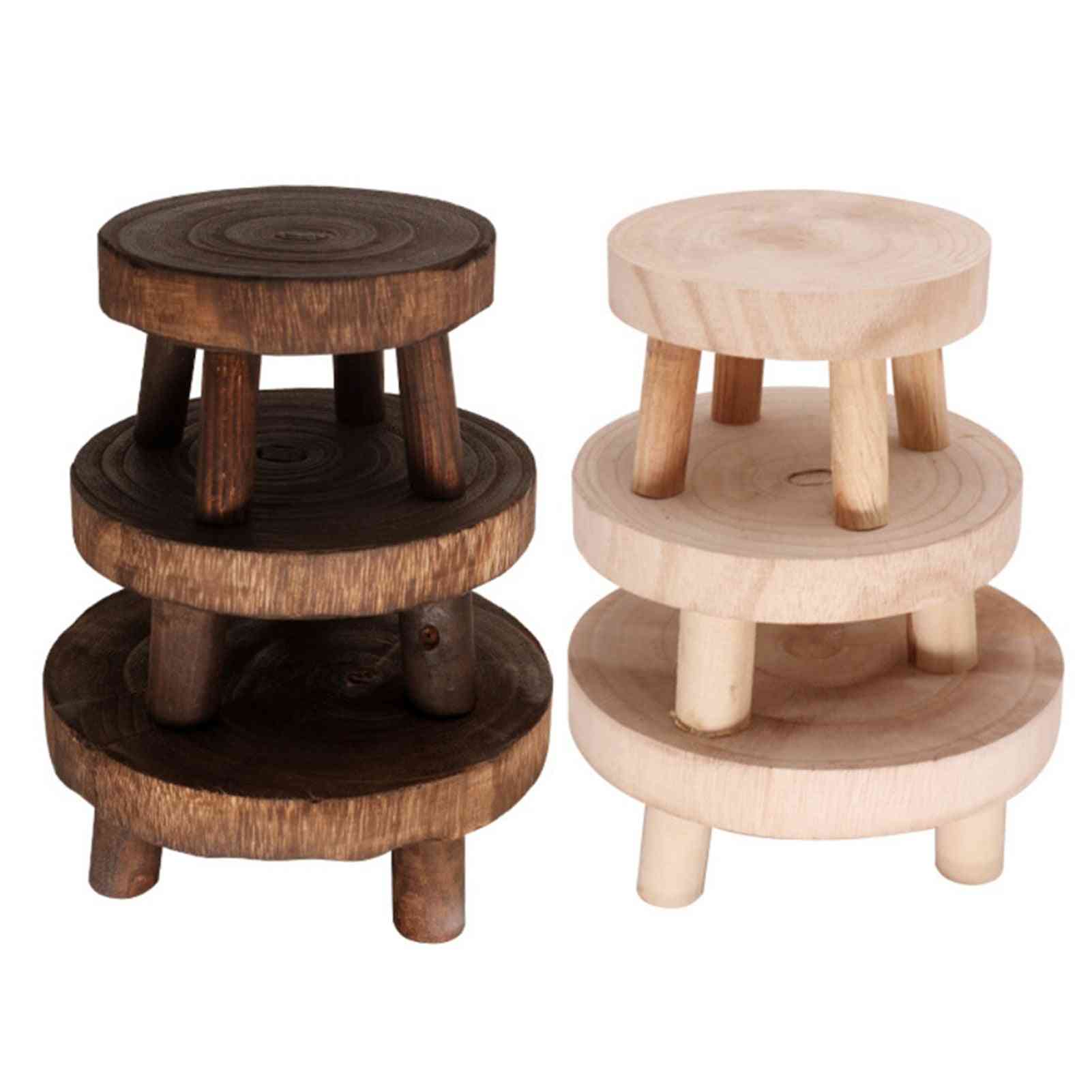 Wooden Flower Pot Stand Small Bench Footstool Art Plant Planter Display Holder