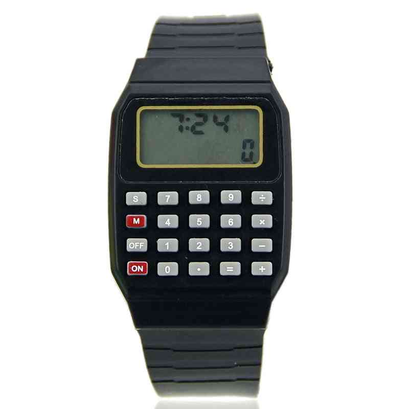 Silikon datum multifunktions elektronisk kalkylator armbandsur