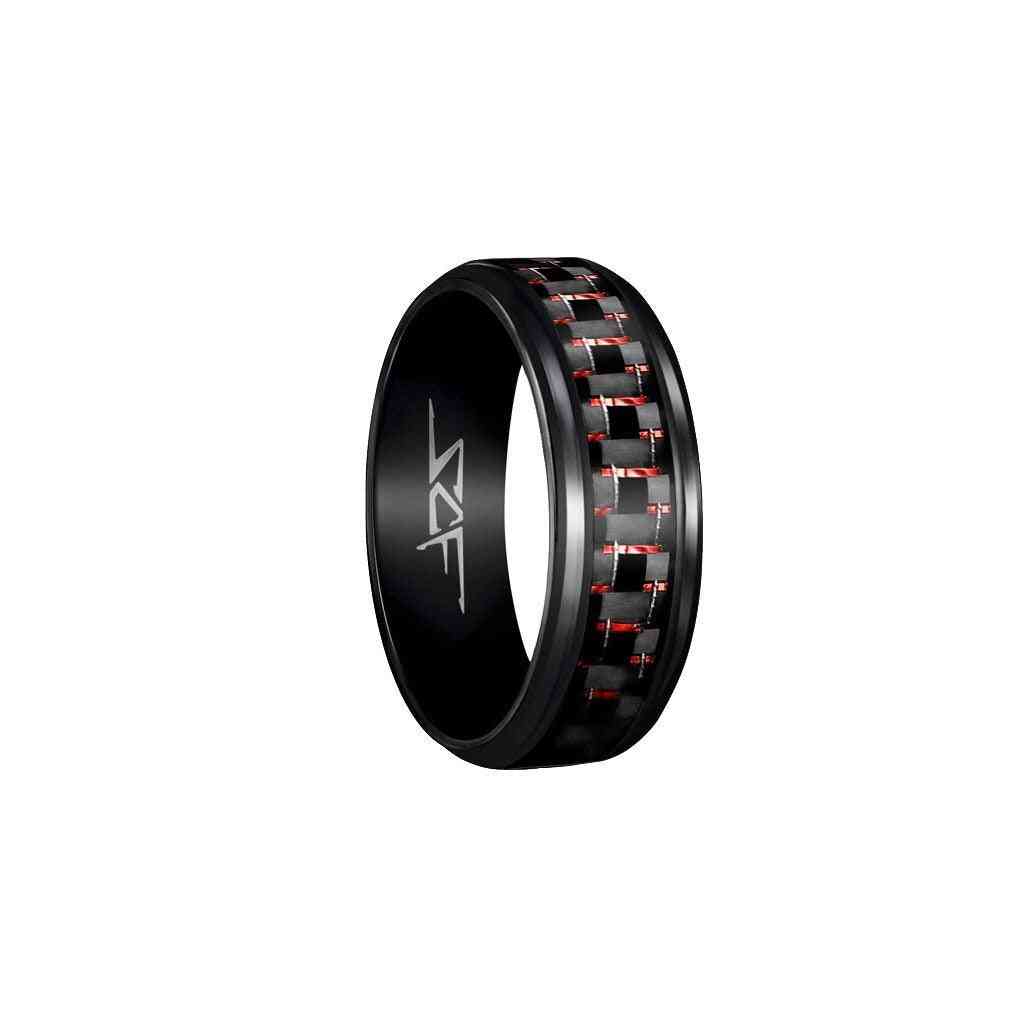 ?slate? Real Red Laced Carbon Fiber Ring (black)