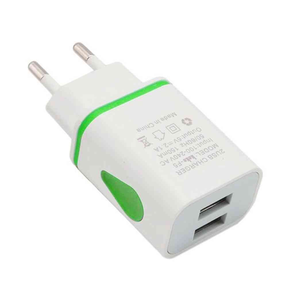 Phone Universal 2.1a 5v Led 2 Usb Charger Fast Wall Charging Adapter Us/eu Plug Usb For Iphone Samsung Htc