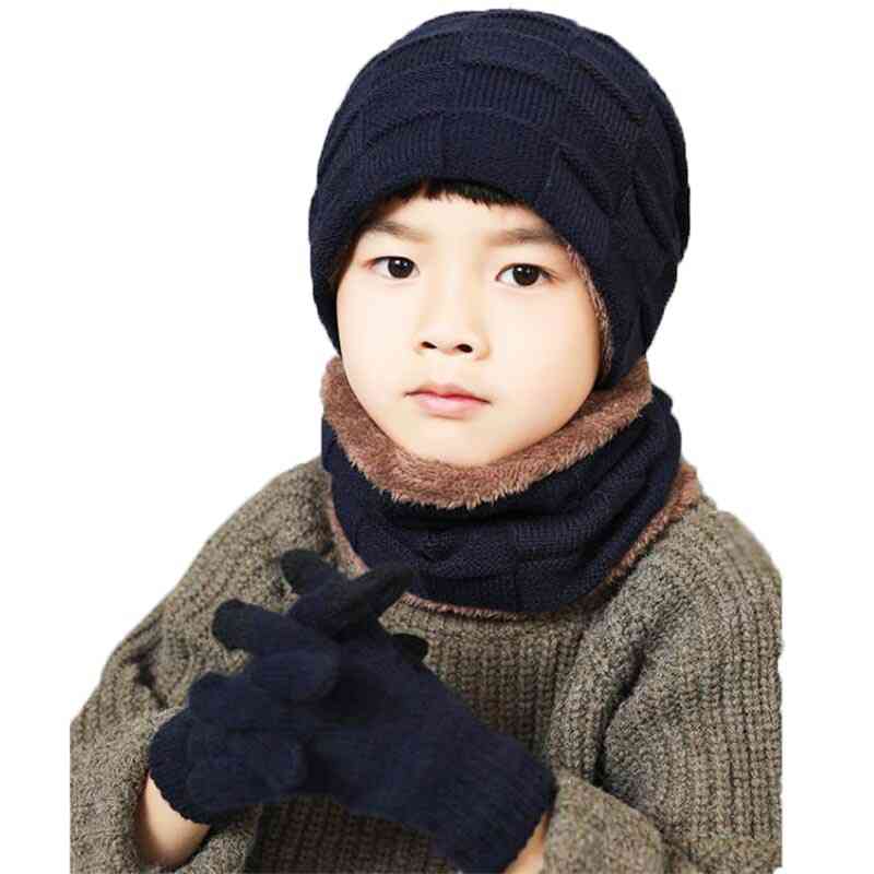 Winter Warm- Knitted Hat And Scarf Gloves Set For,