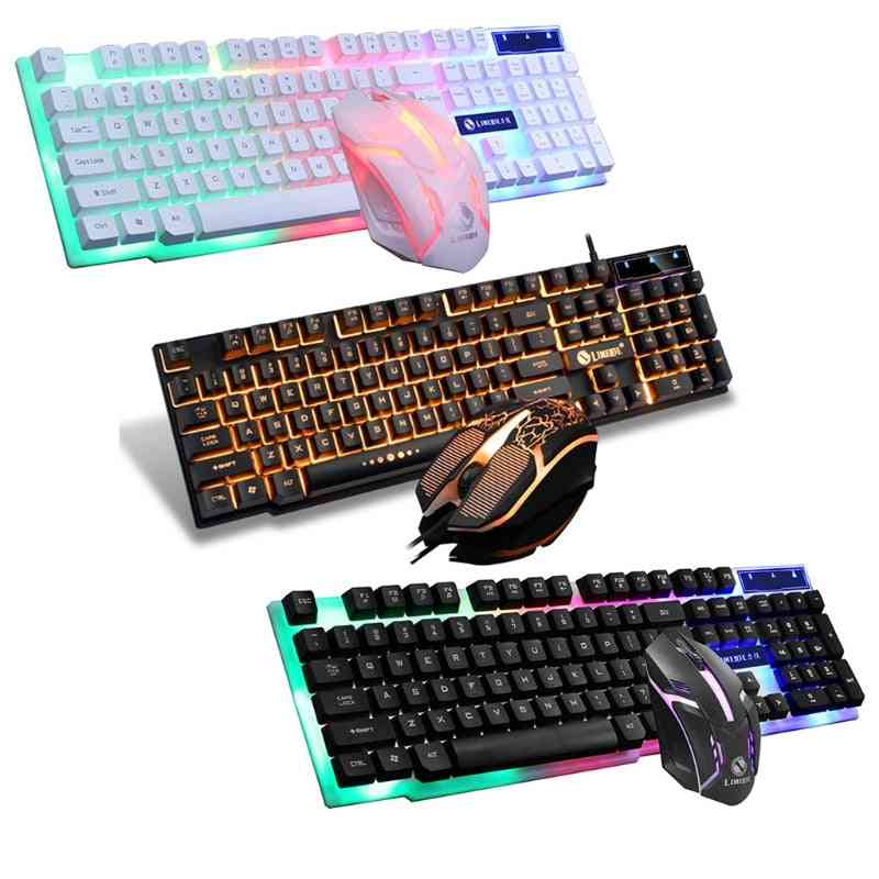 Usb Wired 104-keys, Rgb Backlight Gaming Mouse, Keyboard Combos Set
