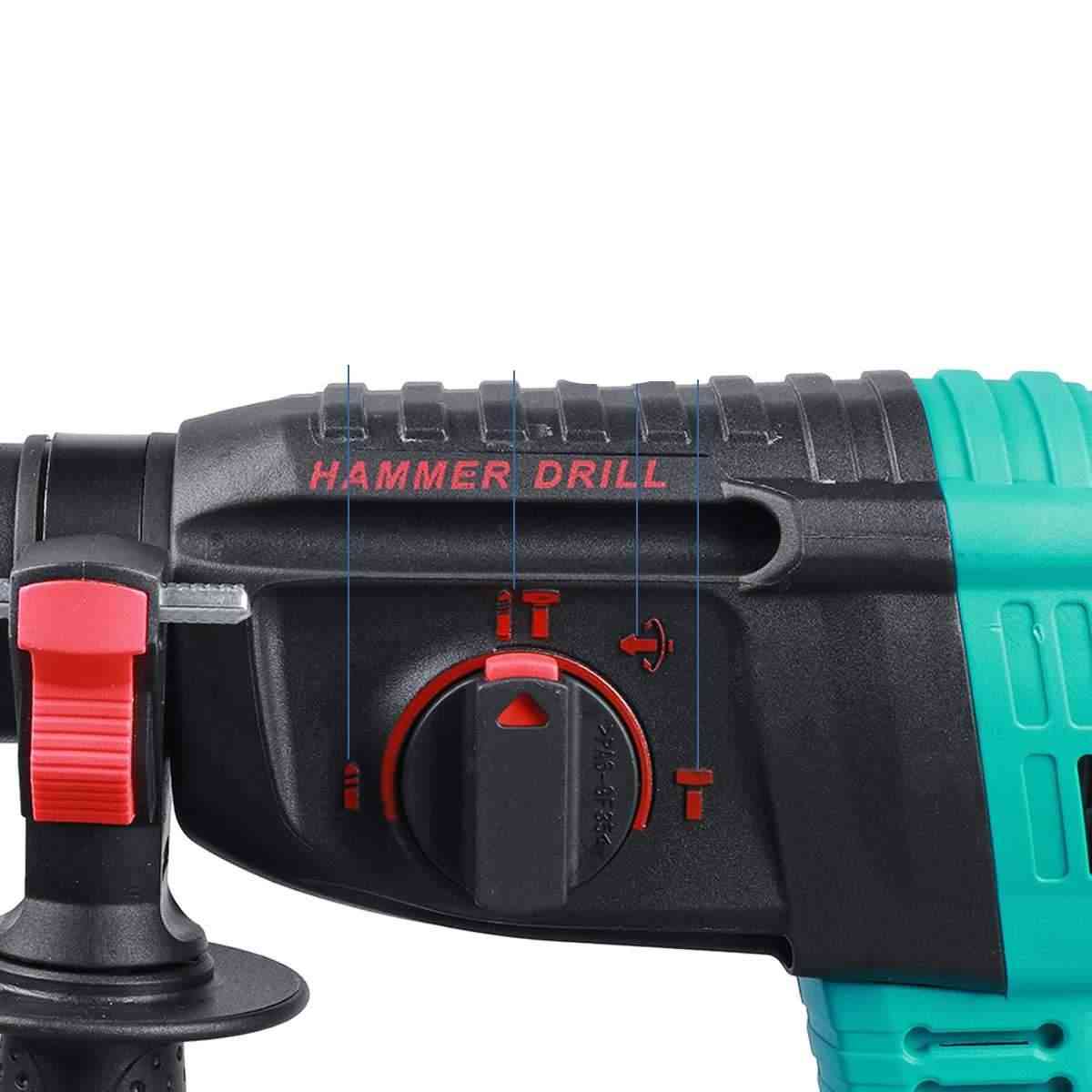 Rechargeable- Electric Hammer, Impact Power Drill Tool With 2 Battery & Charger