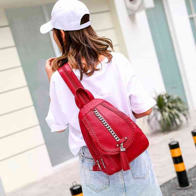 Leather Backpacks Female Back Pack Preppy Style