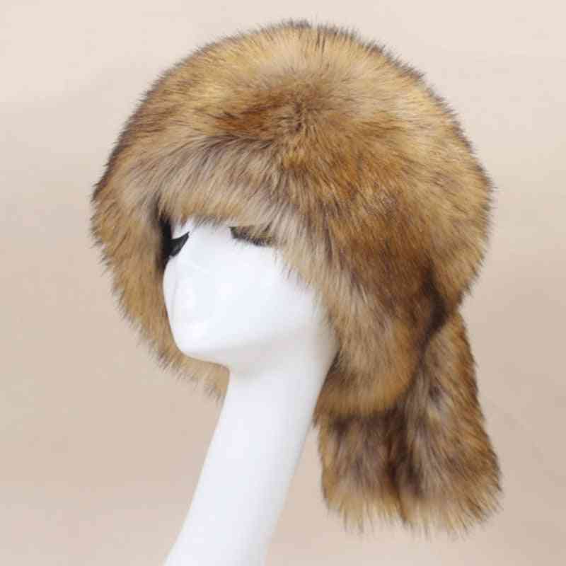 Winter Women Warm Fur Hat, Earflap Bomber Cap