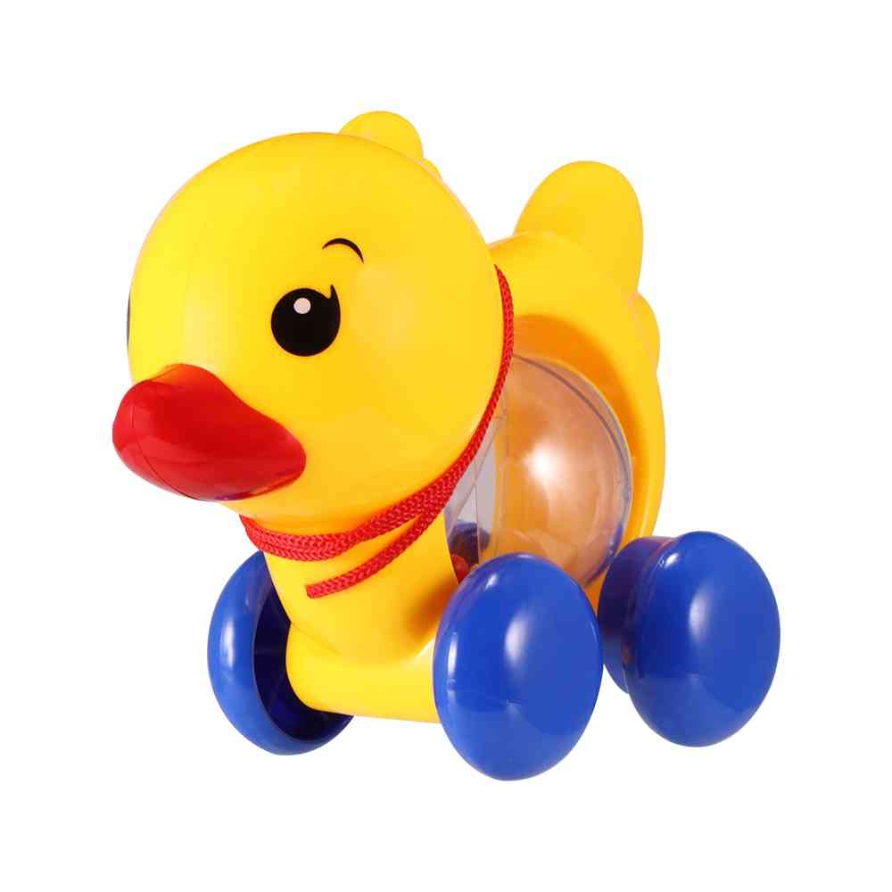 Baby Rattle Pull Rope Duck Animal Hand Jingle Shaking Bell Car Rattles Toy.
