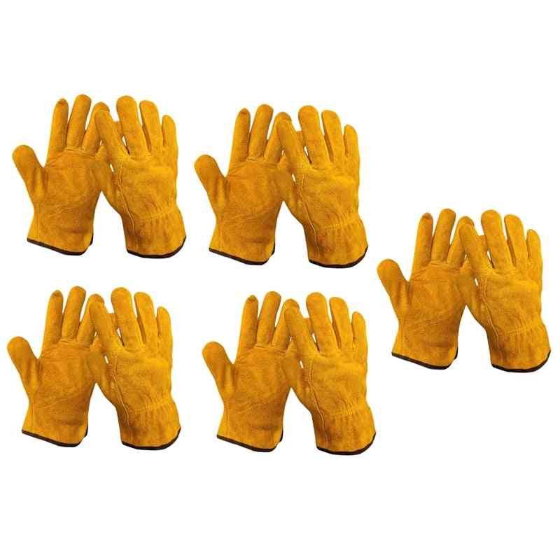 5-pairs Gardening Glove For Wood Cutting, Construction, Truck Driving