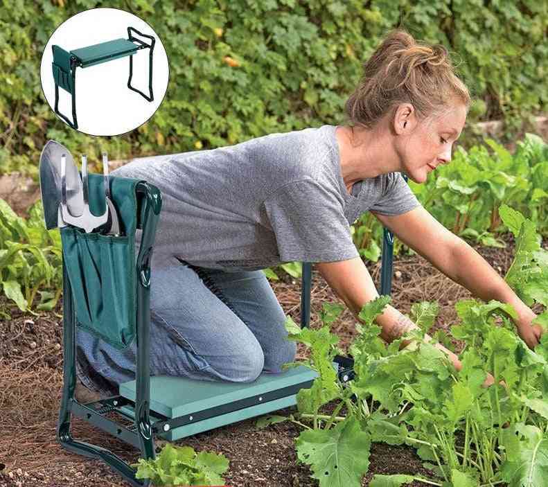 Foldable Kneeling Dual-purpose Garden Knee Pads/ Stool With Double Pocket